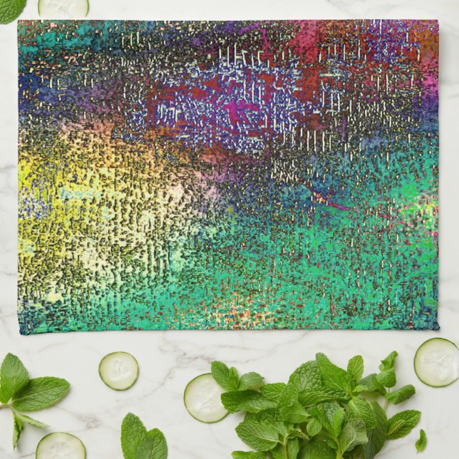 Mörk färglös kornig struktur i skrapad bläck-färg kökshandduk (Vikta)