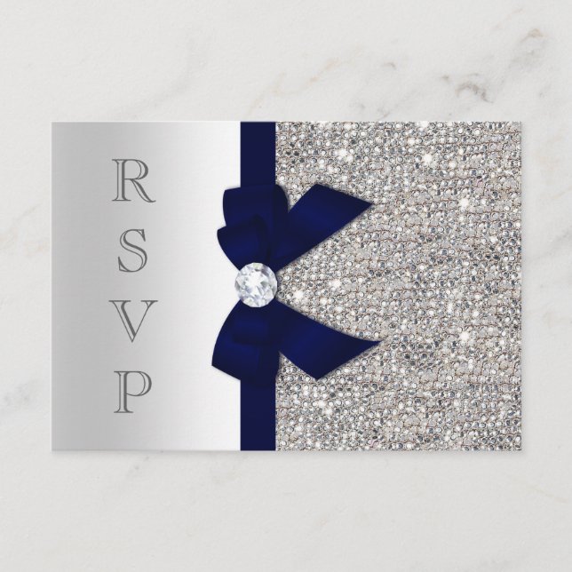 Mörk Faux Bow Silver Sequins Diamond OSA (Framsida)