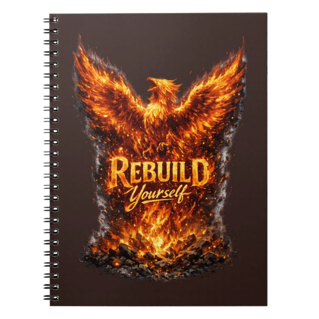 Mörk Fenix-motivdesign Anteckningsbok (Framsidan)