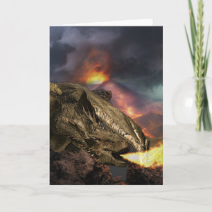 Mörk Fire Breathing Dragon Volcano Lava Kort