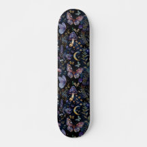 Mörk Fjäril Botanisk Celestial Skateboard