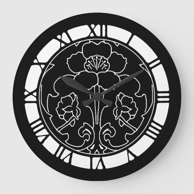 Mörk Flower Motif Stor Klocka (Framsida)