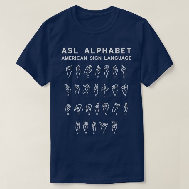Mörk för alfabet-diagram för amerikanska teckenspr t shirt (Design framsida)