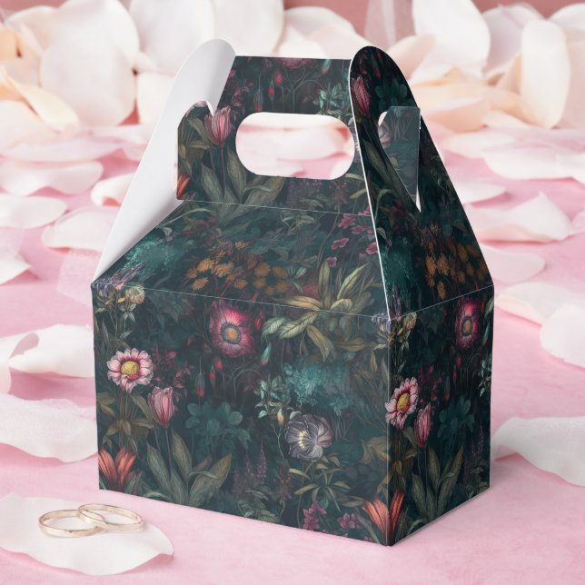 Mörk för Boho Romantic Rosa & Grönt Blommigt - bak Presentaskar (Bröllop)