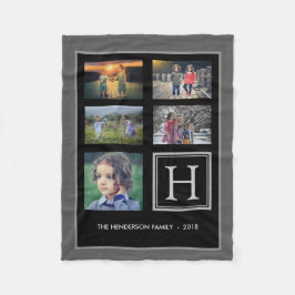 Mörk för collage för familjmonogramfoto - grått fleecefilt