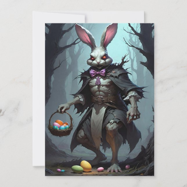 Mörk för Creepy Påskhare Fantasy Julkort (Framsida)