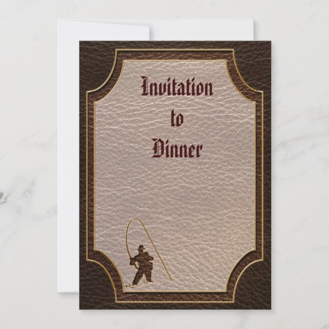 Mörk för fiskare med läderutseende inbjudningar (Framsida)