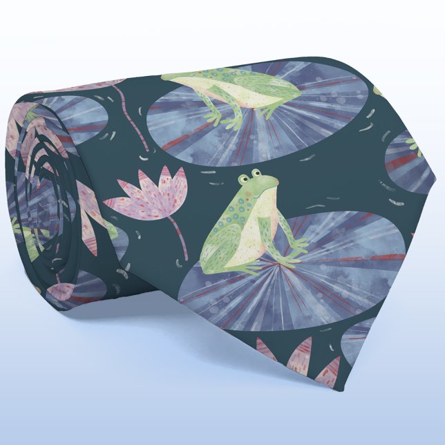 Mörk för grovfärgsfärg slips (Fun frog themed watercolor art neck tie)