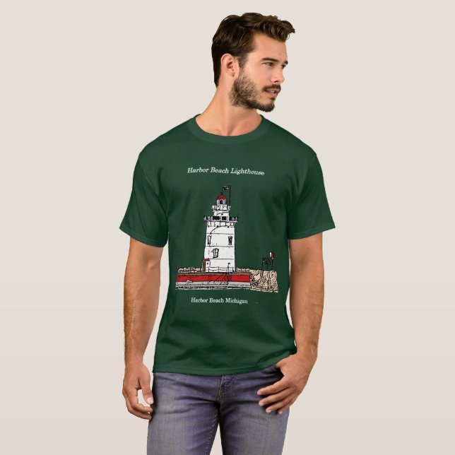 Mörk för Harbour Beach Lighthouse-skjorta T Shirt (Hel framsida)