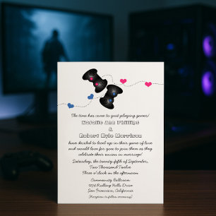 Mörk för inbjudan att bjuda in Geeky Gamers-bröllo