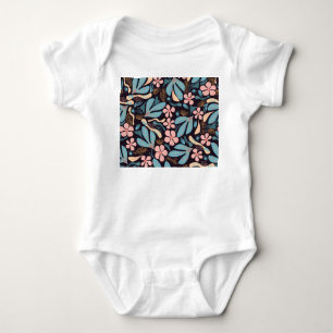 Mörk för korallblått Blommigt T Shirt
