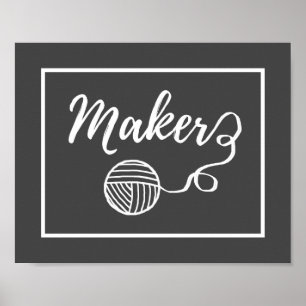 Mörk för Maker-garn + Crafts-typografi Poster