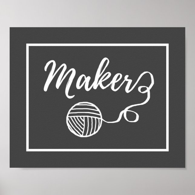 Mörk för Maker-garn + Crafts-typografi Poster (Framsidan)