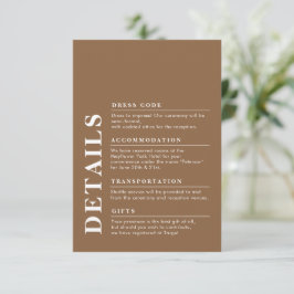 Mörk för modern information om Elegant bröllop Tilläggskort