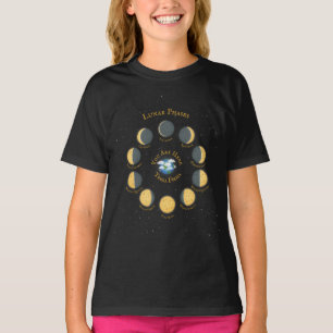 Mörk för ostens Måne Whimsical Lunar Phases Diagra T Shirt