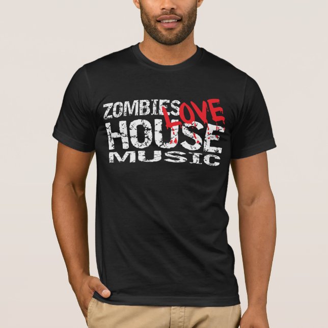 Mörk för skjorta för musik T för Zombieskärlekhus Tee (Framsida)