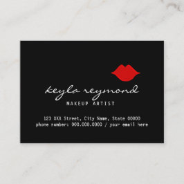 mörk för sminkad konstnär röd läppar visitkort
