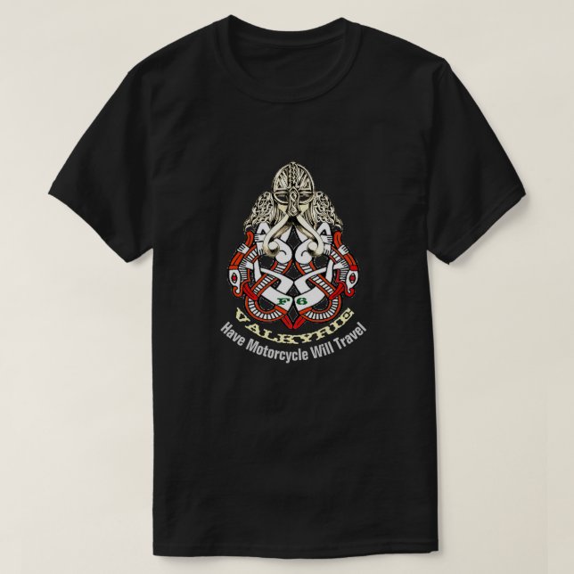 Mörk för utforskare för Valkyrie motorcykel Celtic Tee (Design framsida)