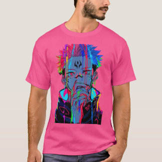 Mörk förbannad silhuett med regnbågsaccent tjej t shirt