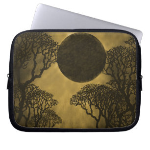 Mörk Forest Eclipse bärbar dator Bag, Guld Laptop Fodral
