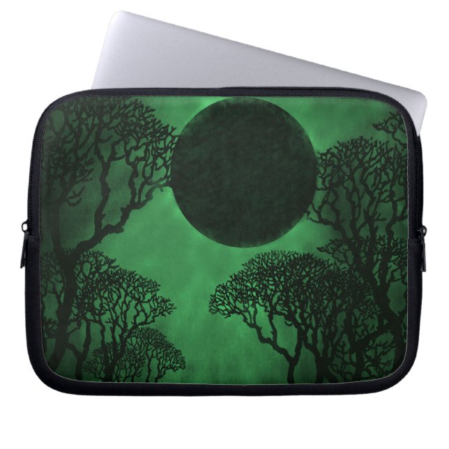 Mörk Forest Eclipse Bärbar dator, Grönt Laptop Sleeve (Framsidan)