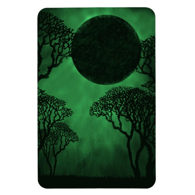 Mörk Forest Eclipse Premium Magnet, Grönt Magnet (Vertikal)