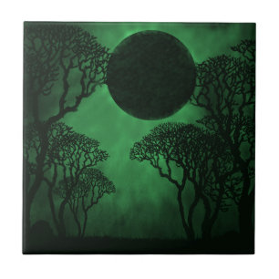 Mörk Forest Eclipse Tile, Grönt Kakelplatta