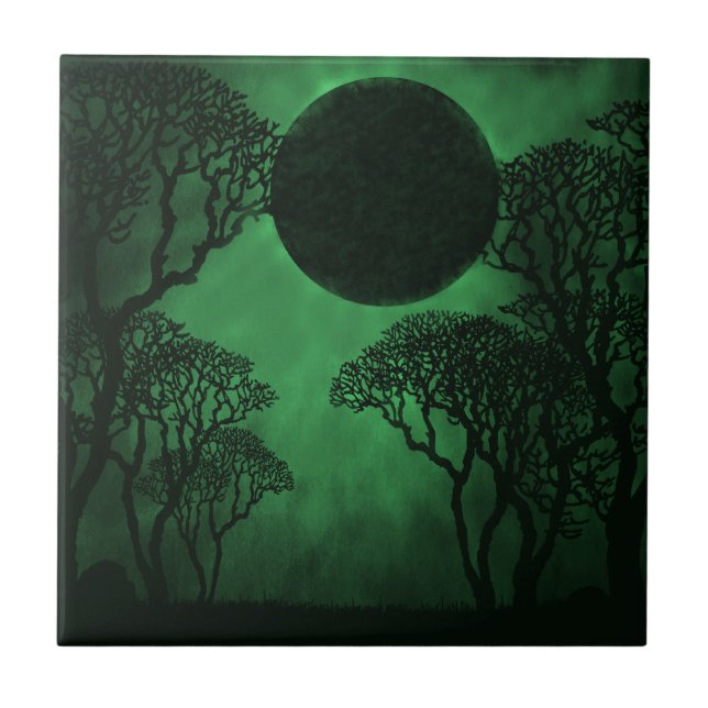 Mörk Forest Eclipse Tile, Grönt Kakelplatta (Framsidan)