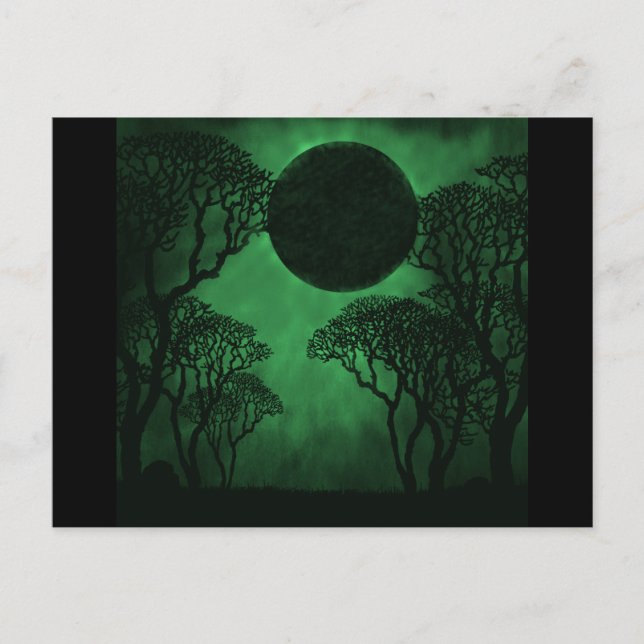 Mörk Forest Eclipse vycard, Grönt Vykort (Framsida)