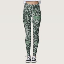 Mörk Forest Grönt Animal Fox Rabbit Uggla Fantasy Leggings