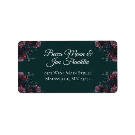 Mörk Forest Grönt Elegant bröllop Maroon Mauve Adressetikett