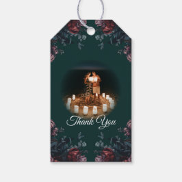 Mörk Forest Grönt Elegant bröllop Maroon Mauve Presentetikett