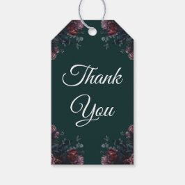 Mörk Forest Grönt Elegant bröllop Maroon Mauve Presentetikett