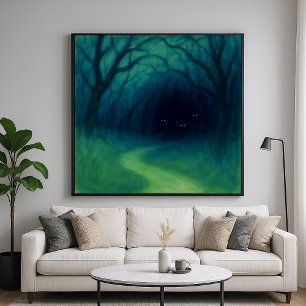Mörk Forest Väg - Impressionism Stil Art Poster