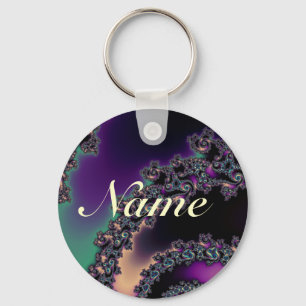 Mörk Fractalpersonlig Keychain Nyckelring