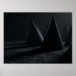 Mörk framväxande konisk geometrisk minimalistisk v poster