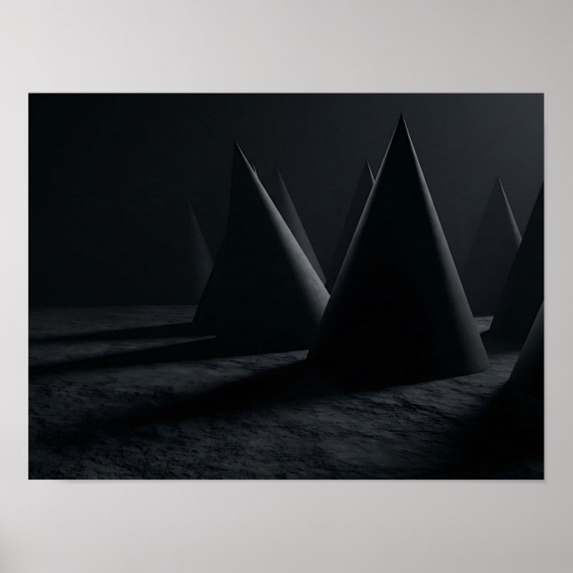Mörk framväxande konisk geometrisk minimalistisk v poster (Framsidan)