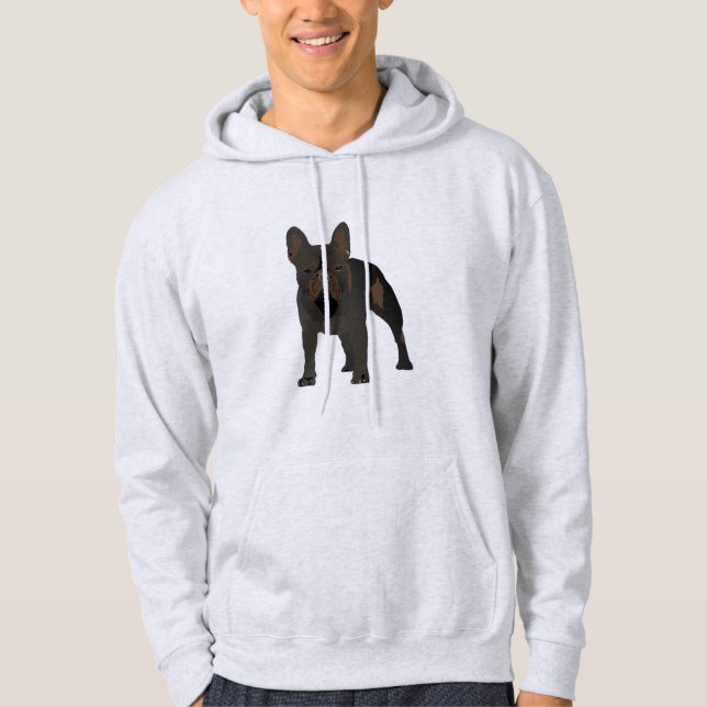 Mörk Fransk Bulldog Hoodie (Framsida)