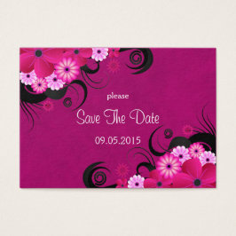 Mörk Fuchsia Blommigt Bröllop spara datum Cards Visitkort