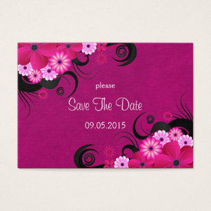 Mörk Fuchsia Blommigt Bröllop spara datum Cards Visitkort