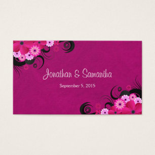 Mörk Fuchsia Blommigt Large Wedding Favor Märkres Visitkort