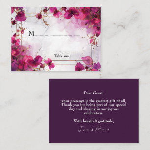 💍 Mörk Fuchsia Enchantment Watercolor Placeringskort