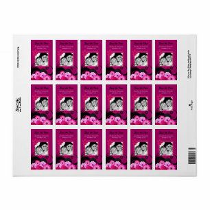Mörk Fuchsia-fotot spara datumfavoritetiketter Adressetikett