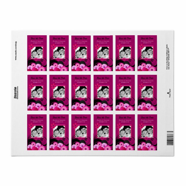 Mörk Fuchsia-fotot spara datumfavoritetiketter Adressetikett (Helt Ark)