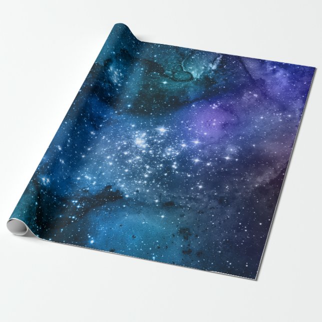 Mörk Galax Stjärnig Natt Himmel Kosmisk Rymd Gnist Presentpapper (Utrullad)
