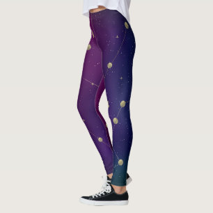 Mörk Galaxy Constellation Faux Guld Leggings