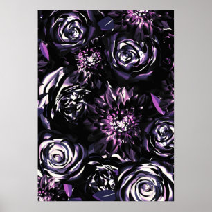 Mörk Garden Bewitching Lila Glam Flowers Poster