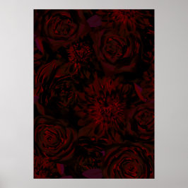 Mörk Garden Red Romantic Flowers Gothic Glam Poster