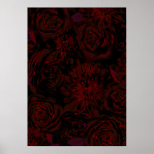 Mörk Garden Red Romantic Flowers Gothic Glam Poster
