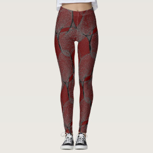 Mörk Garnet Red 650000 & "Spindelnät" Snöre Leggings